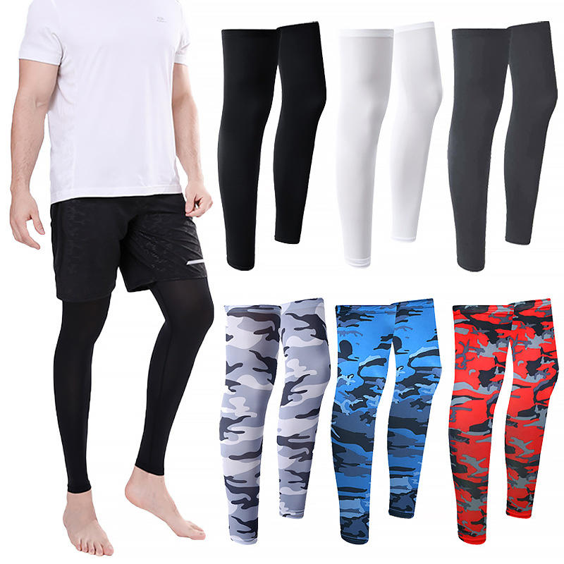 Gear In Cycling - 夏用ランニングサイクリングレッグスリーブアイスシルクUV保護圧縮滑り止めレッグウォーマー冷却スポーツギア1ペア