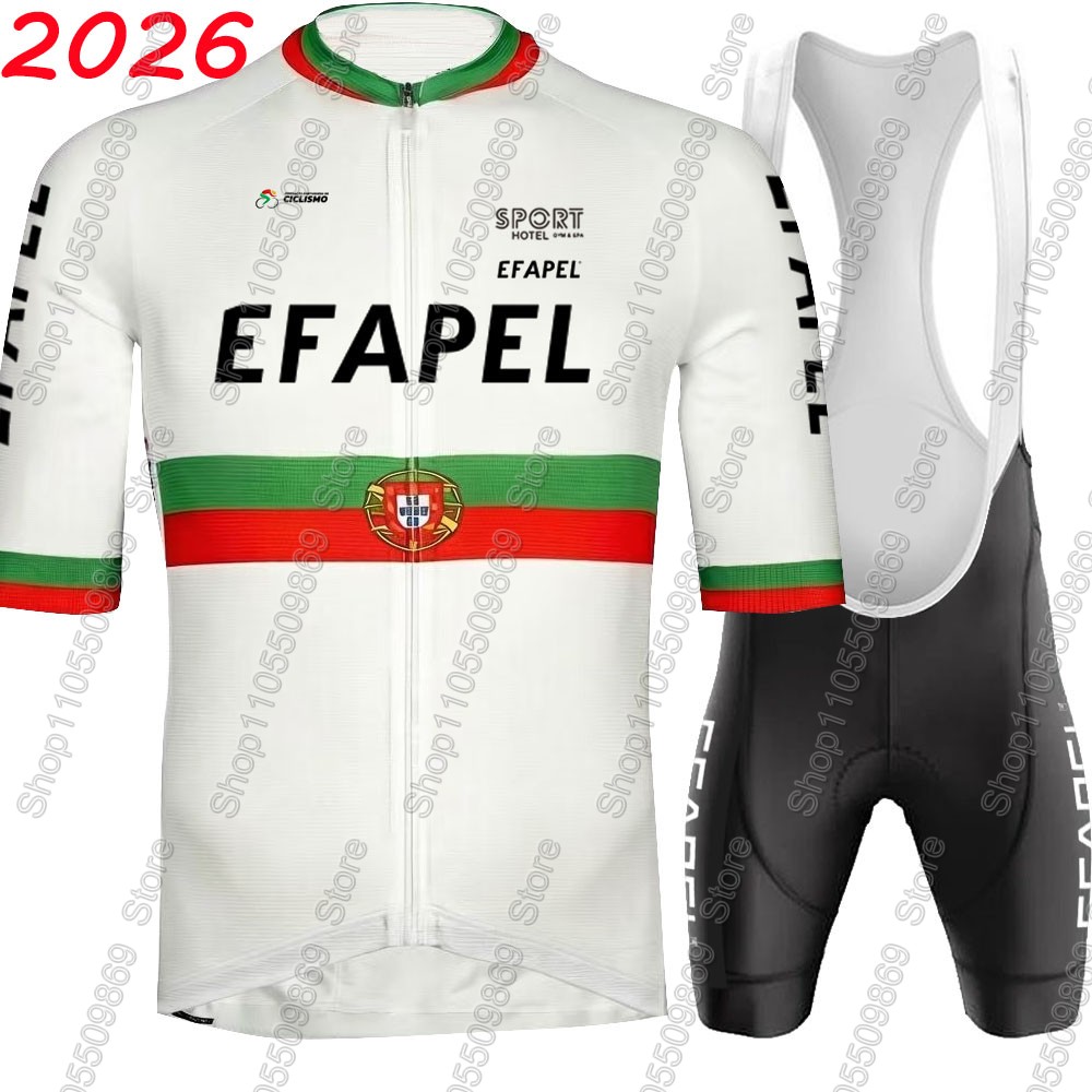 Cycling Gear Outfit - ポルトガル 2026 エファペルチームサイクリングジャージセット夏の自転車服キットロードバイクシャツスーツ自転車ビブショーツ MTB マイヨ