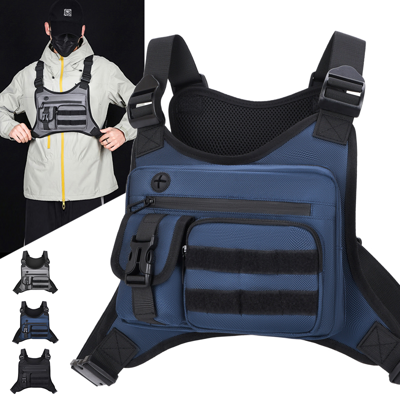 Cycling Gear For Men - タクティカルチェストリグバッグ メンズ 防水 クロスボディハーネスベスト モールポーチ アウトドア