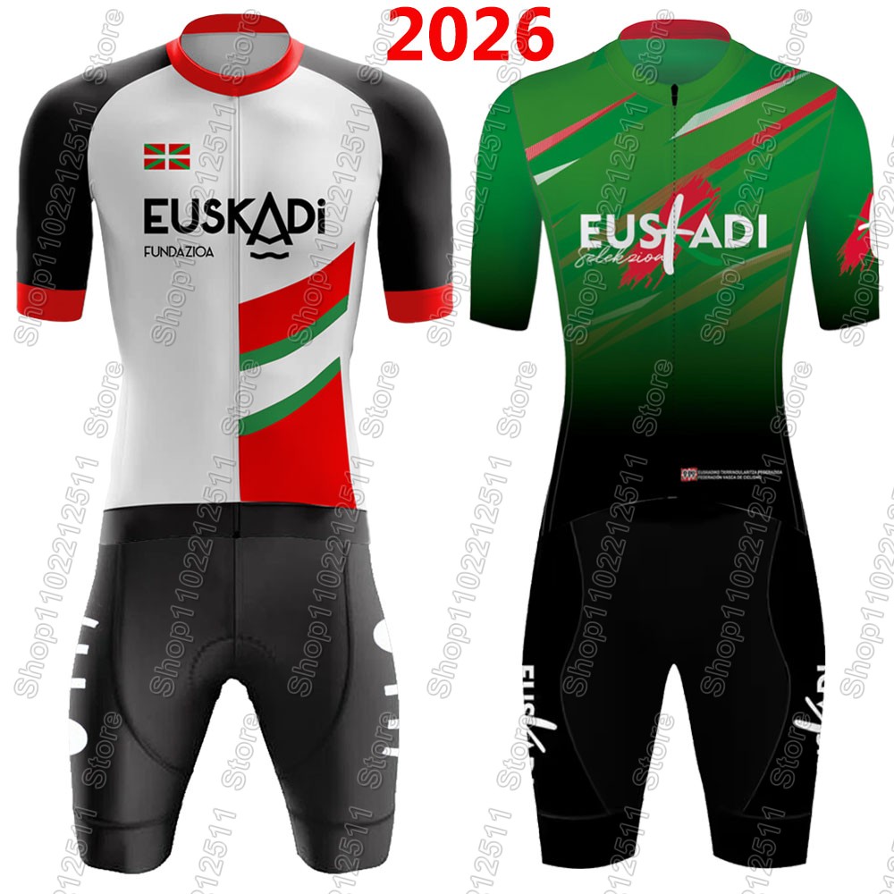 Cycling Bib Shorts - Euskadi チームサイクリングジャージ 2026 セット夏スペイン自転車服ロードバイクシャツスーツ自転車ビブショーツ MTB Ropa