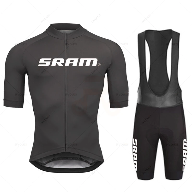Cycling Gear Outfit - 2024 Sram プロサイクリングジャージセット男性ビブショーツ自転車半袖 Bicicleta 服バイクマイヨ Ciclismo