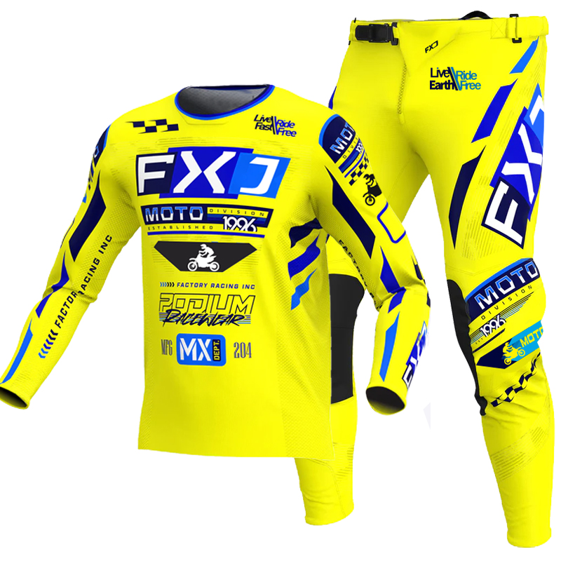 Cycling Gear Pants - 新しい FXJ イエローエンデューロモトクロスギアセット mx ジャージパンツグリーンバイク服 mtb