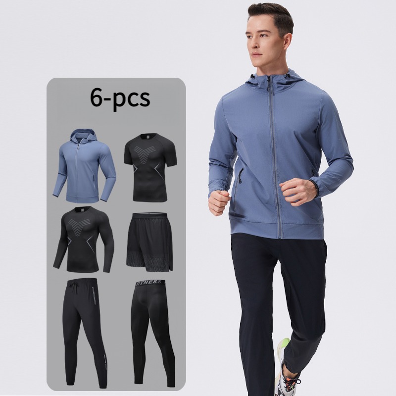 メンズ6点スポーツウェアセット、フード付き、通気性、キャンプ - Cycling Gear For Men のレビューと価格