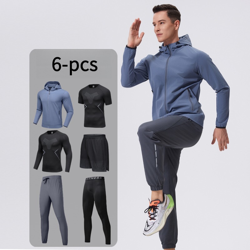 メンズ6点スポーツウェアセット、フード付き、通気性、キャンプ - Cycling Gear For Men のレビューと価格
