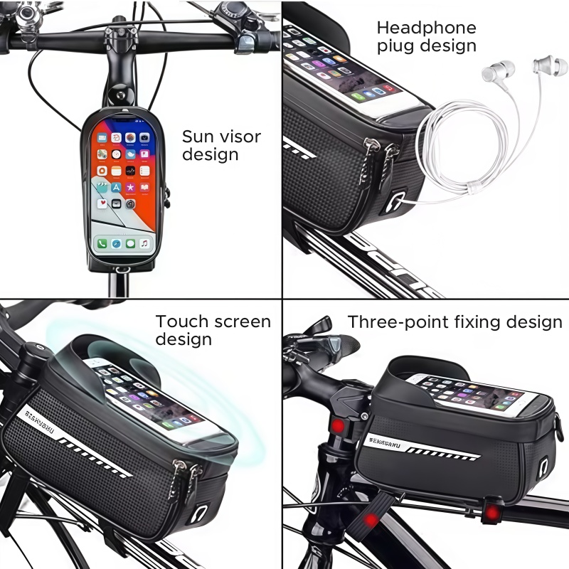 防水サンバイザー付きタッチスクリーンバイクフレームフロントチ - Cycling Gear Travel Bag のレビューと価格