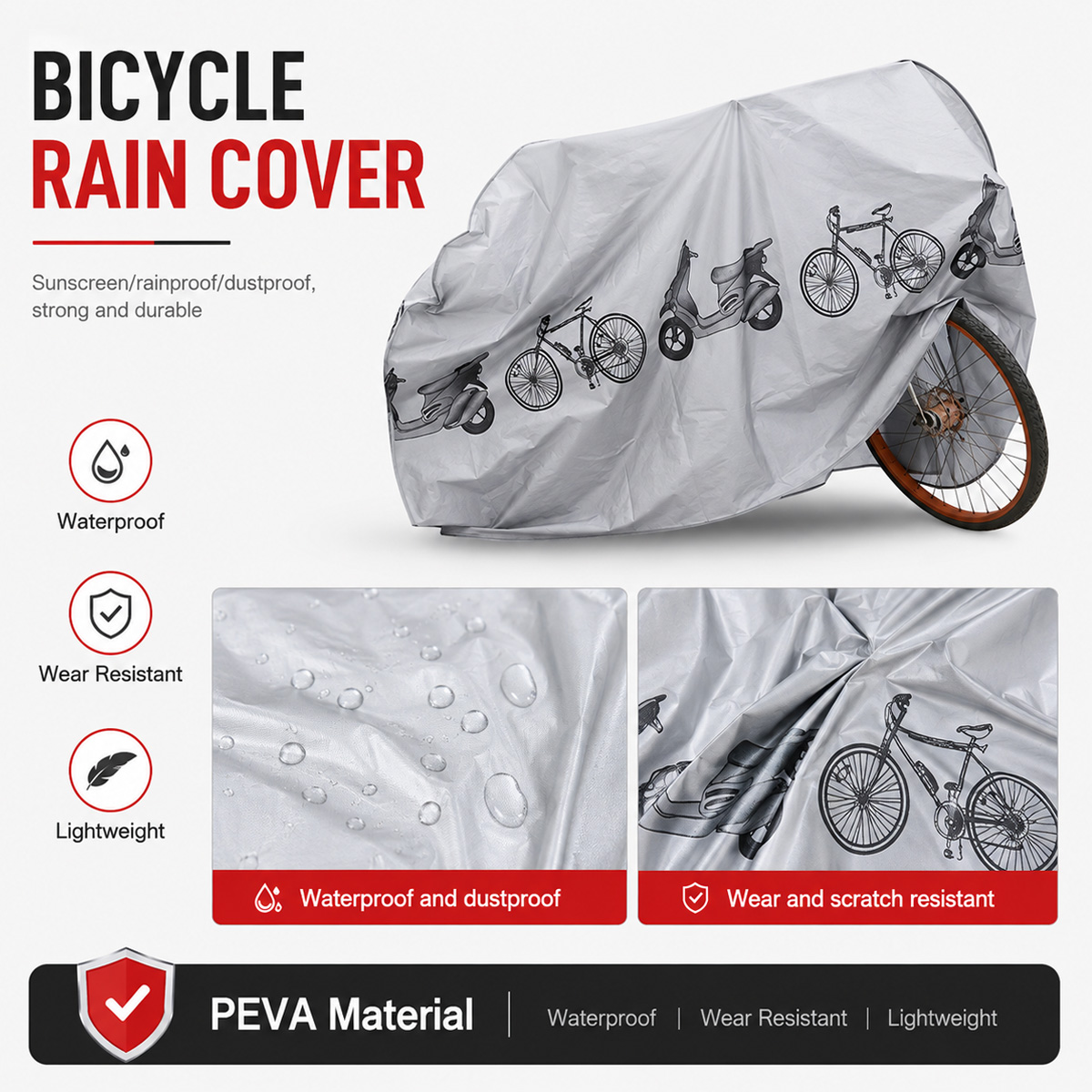 PINMOAP ユニバーサル自転車レインカバー防水屋外バイク - Cycling Gear Travel Bag のレビューと価格