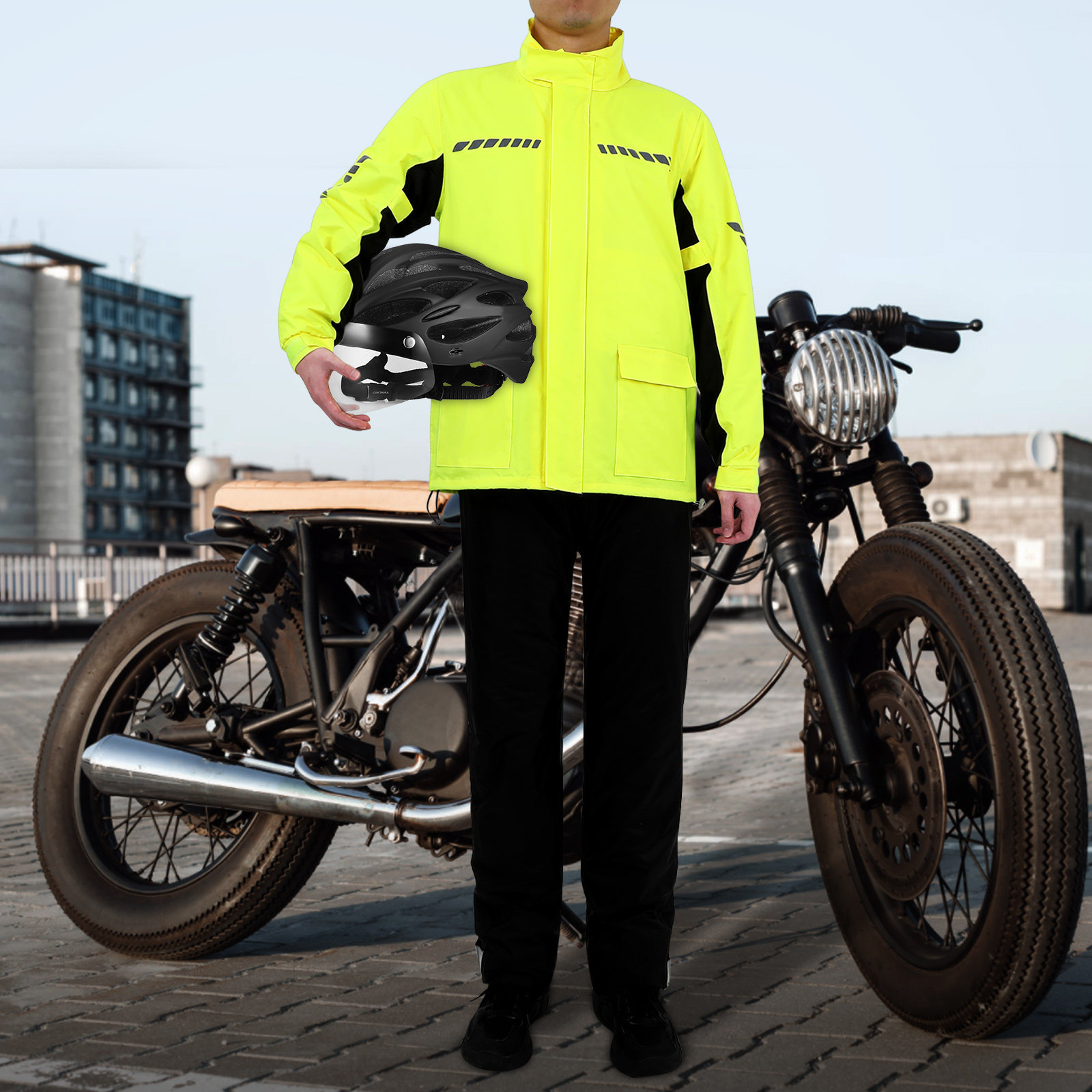 1 セット男性屋外サイクリングレインスーツ防水反射オートバイ - Cycling Gear Pants のレビューと価格