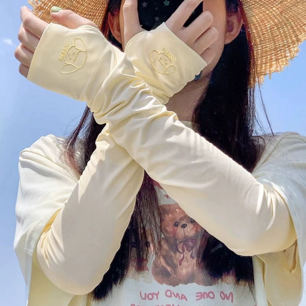 かわいい弾性ロングアイスシルクスリーブ漫画動物柄薄型日焼け止 - Cycling Glove のレビューと価格